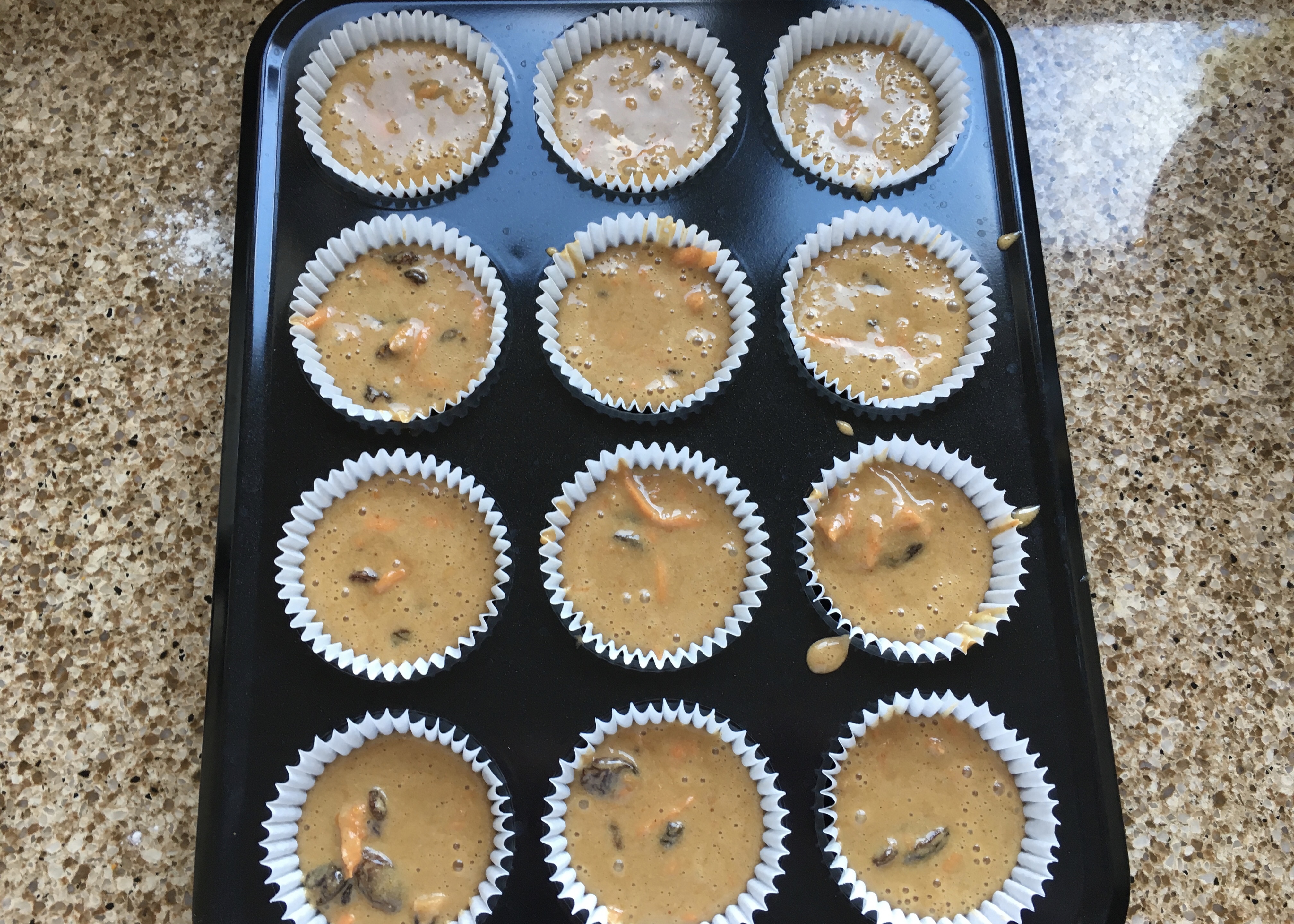 Gluten free carrot cake cupcakes ready to bake