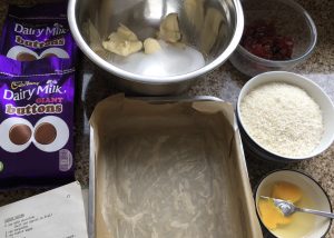 Ingredients for chocolate picnic slices