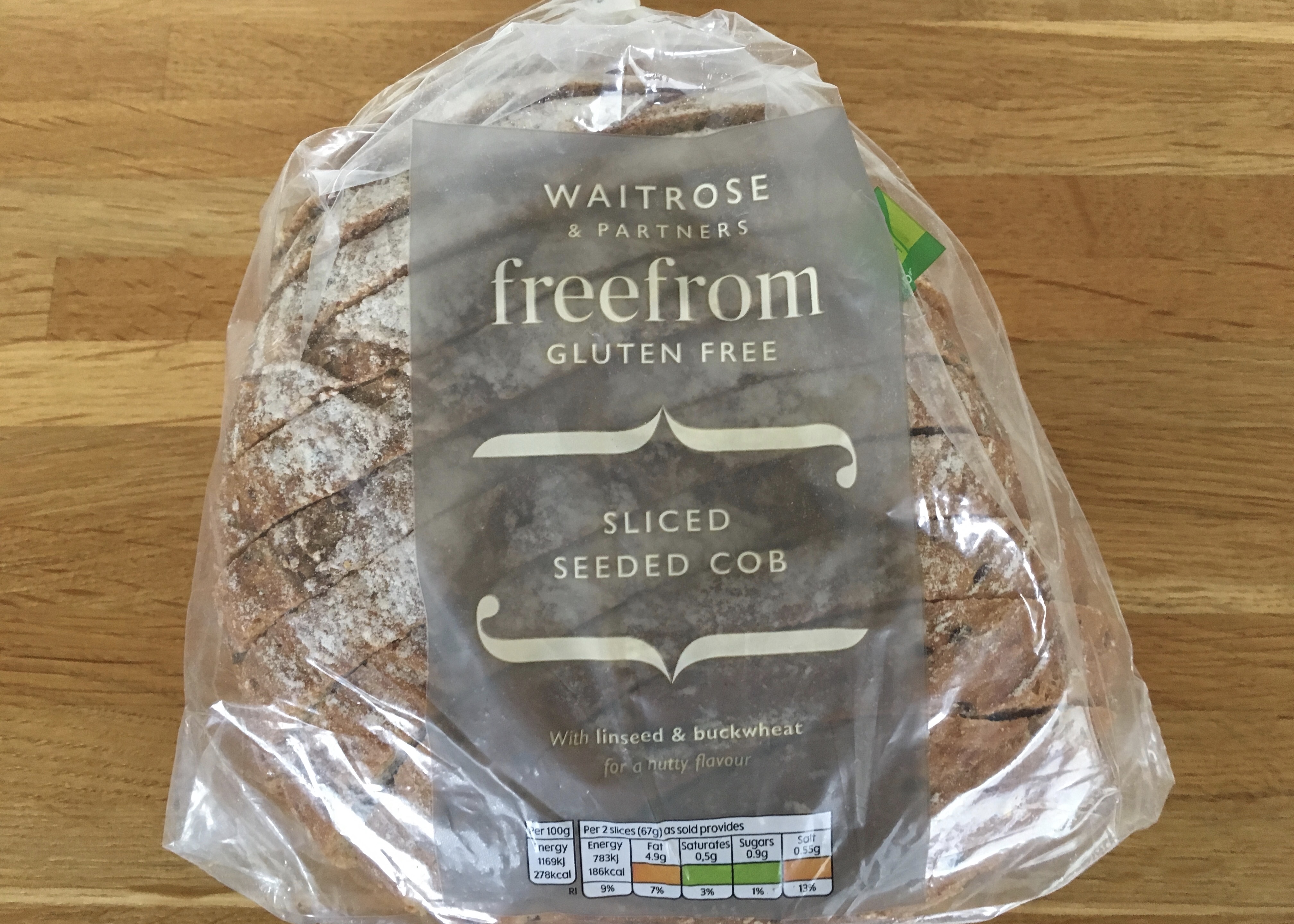 Waitrose gluten free sliced seeded cob