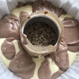 Gluten free Chocolate and vanilla mixture for Chocolate marble Easter cake