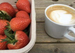 Coffee and fresh Scottish strawberries