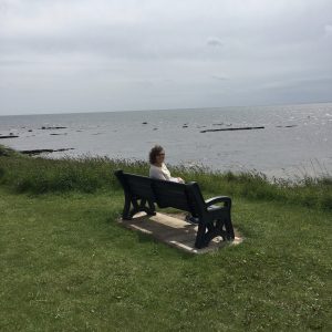 Liz Rimmer - looking out to sea at Carnoustie