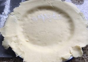 Gluten free pastry lining an enamel plate