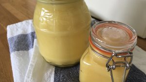 Jars of homemade lemon curd