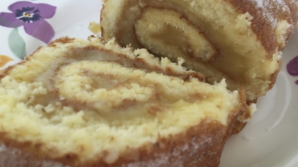 Gluten free Swiss roll filled with lemon curd