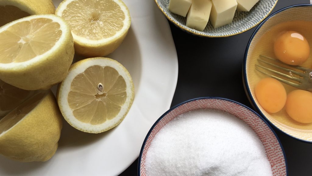 Ingredients required to make lemon curd