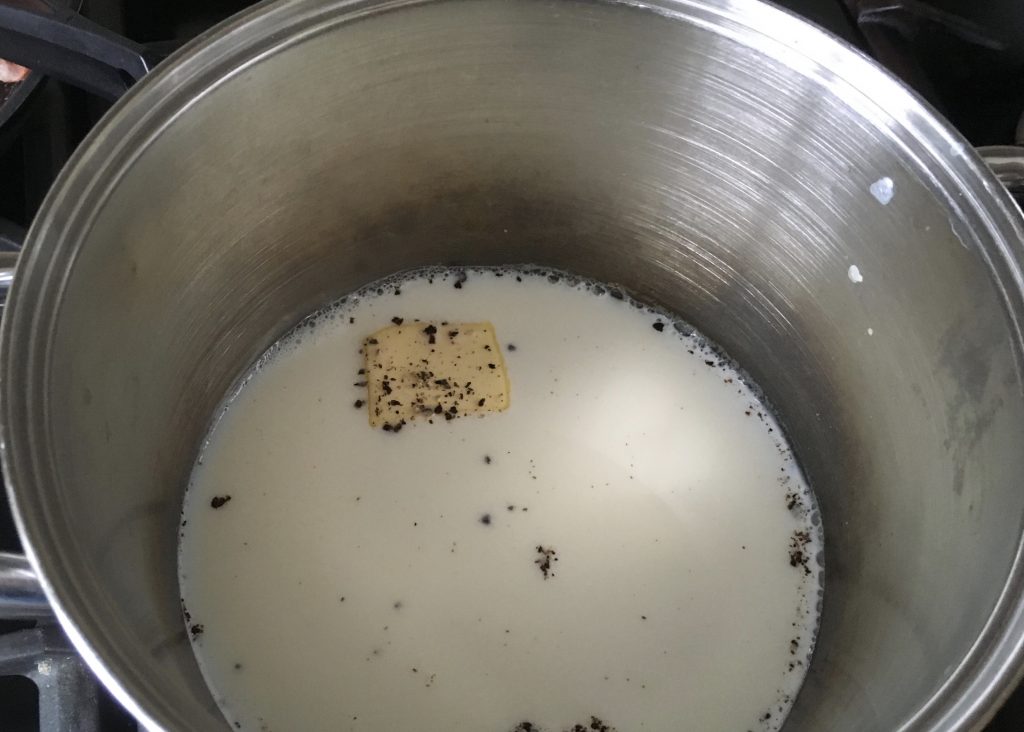Milk and butter in a saucepan