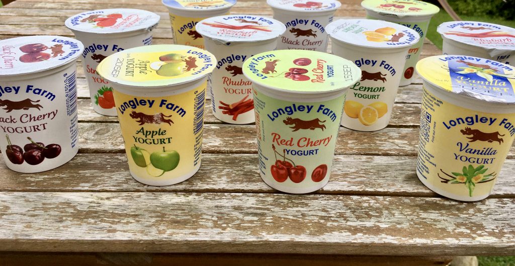 A selection of Longley Farm yoghurts
