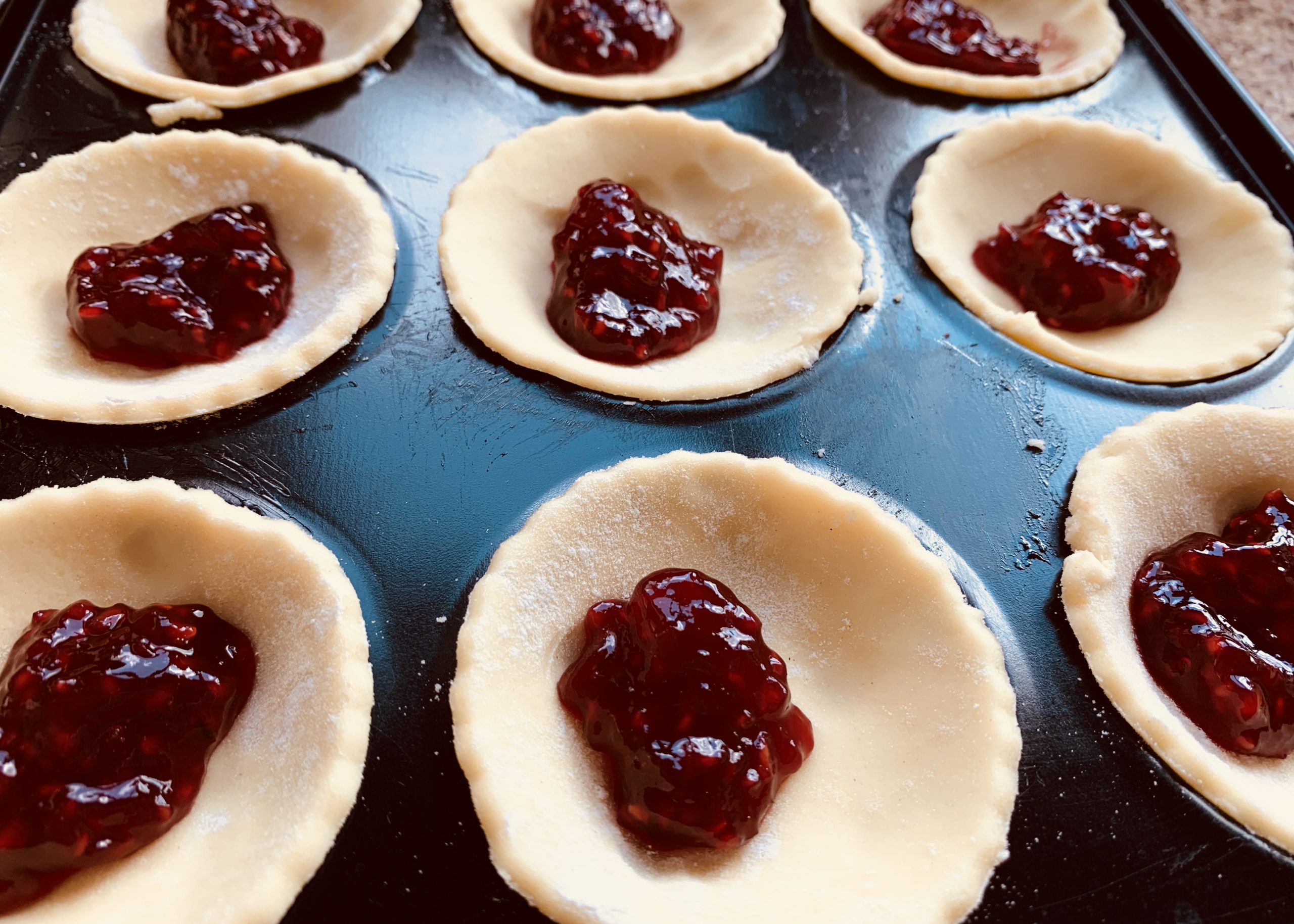 Gluten free pastry tarts filled with jam