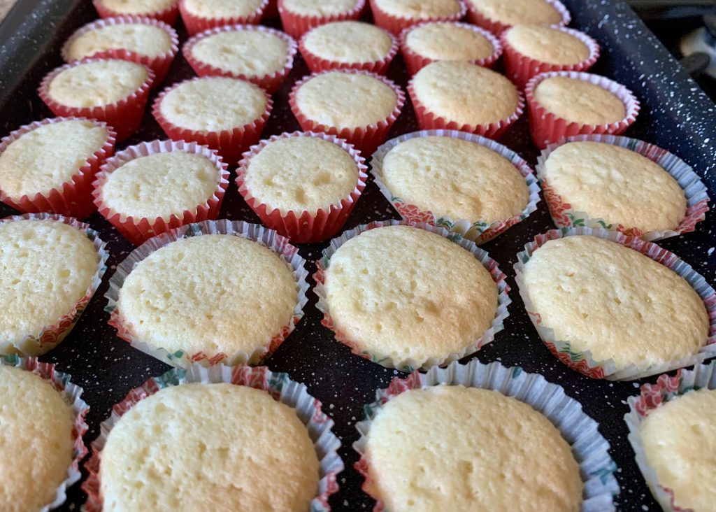 Gluten free mini sponge cakes in paper cases
