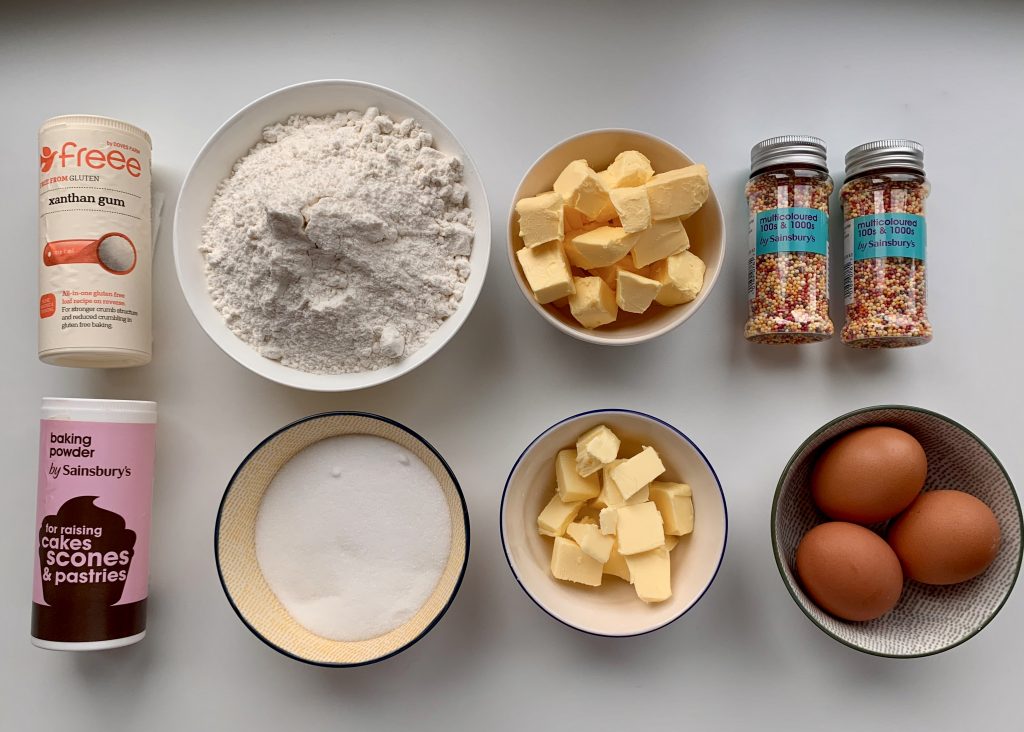 Flatlay of ingredients for Mexican cookies