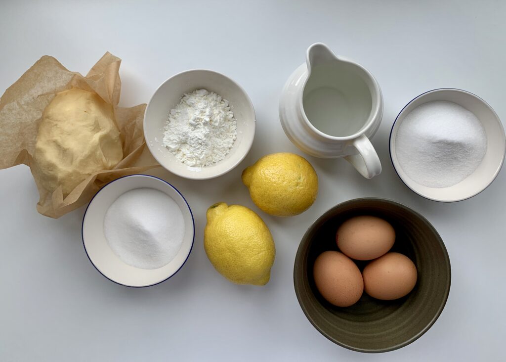 Ingredients for gluten free lemon meringue pie