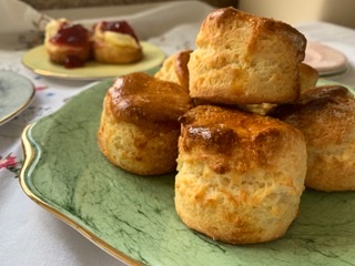 Gluten free scones piled onto a plate