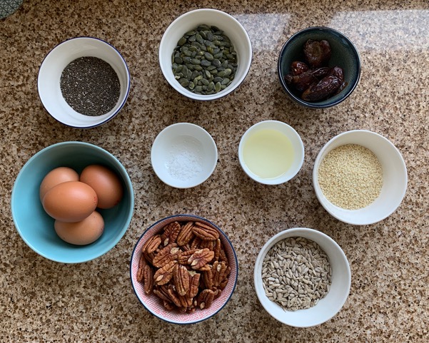 Ingredients for Nordic seed and nut loaf