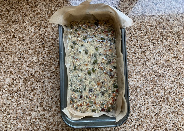 Nordic seed and nut loaf before being baked