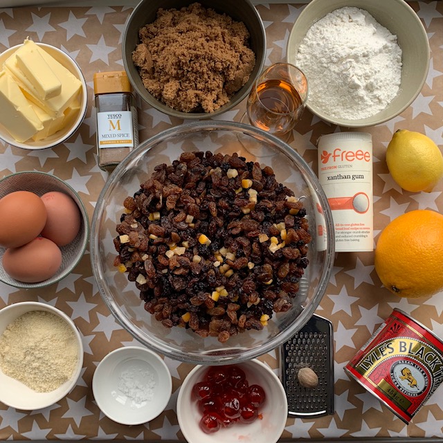 Ingredients for gluten free Christmas cake
