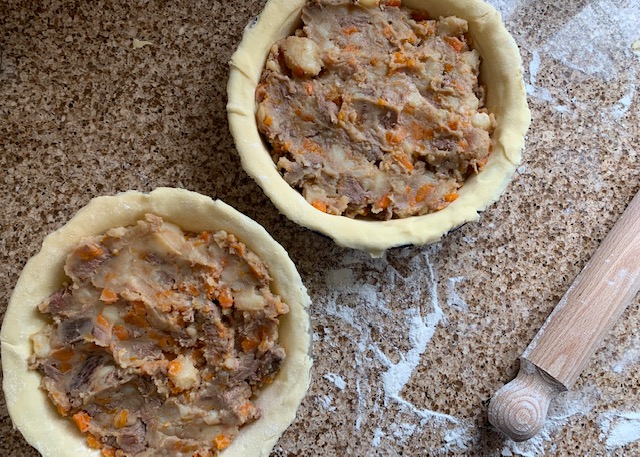 Gluten free meat and potato pie without a pie lid