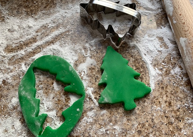 Green fondant icing Christmas tree