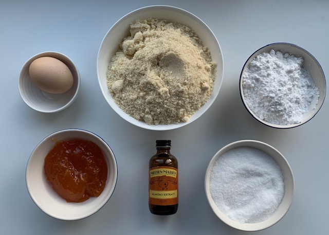 Flatlay of ingredients for marzipan