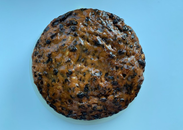Gluten free Christmas cake brushed with apricot jam