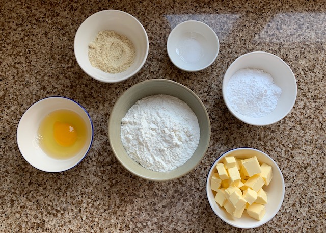 Ingredients needed for gluten free sweet pastry