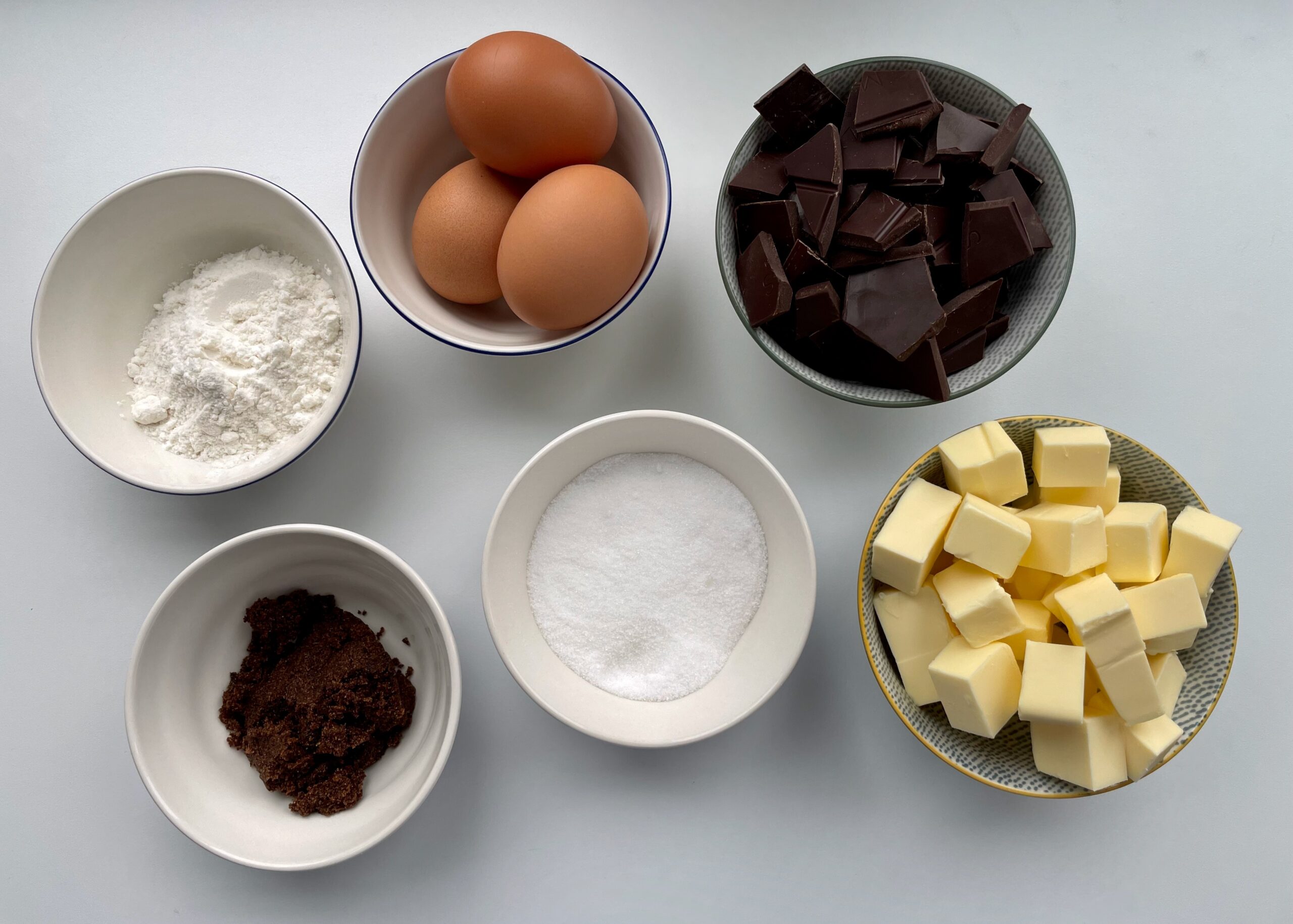 ingredients for gluten free simple French chocolate cake