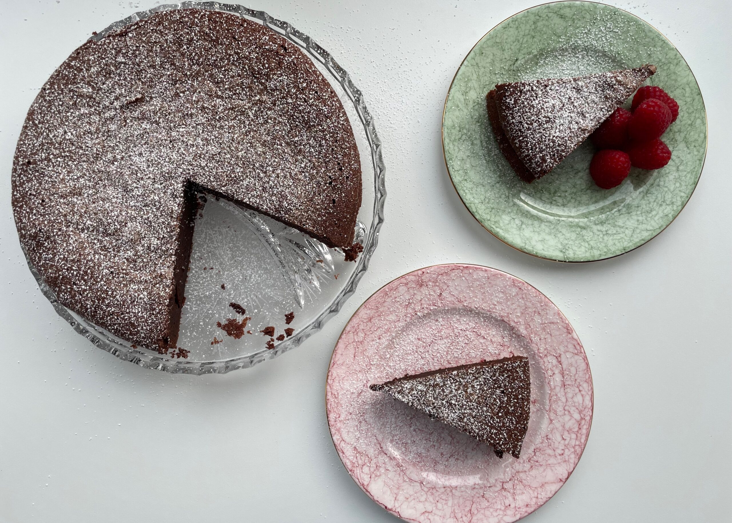 Gluten free French chocolate cake - cut into slices