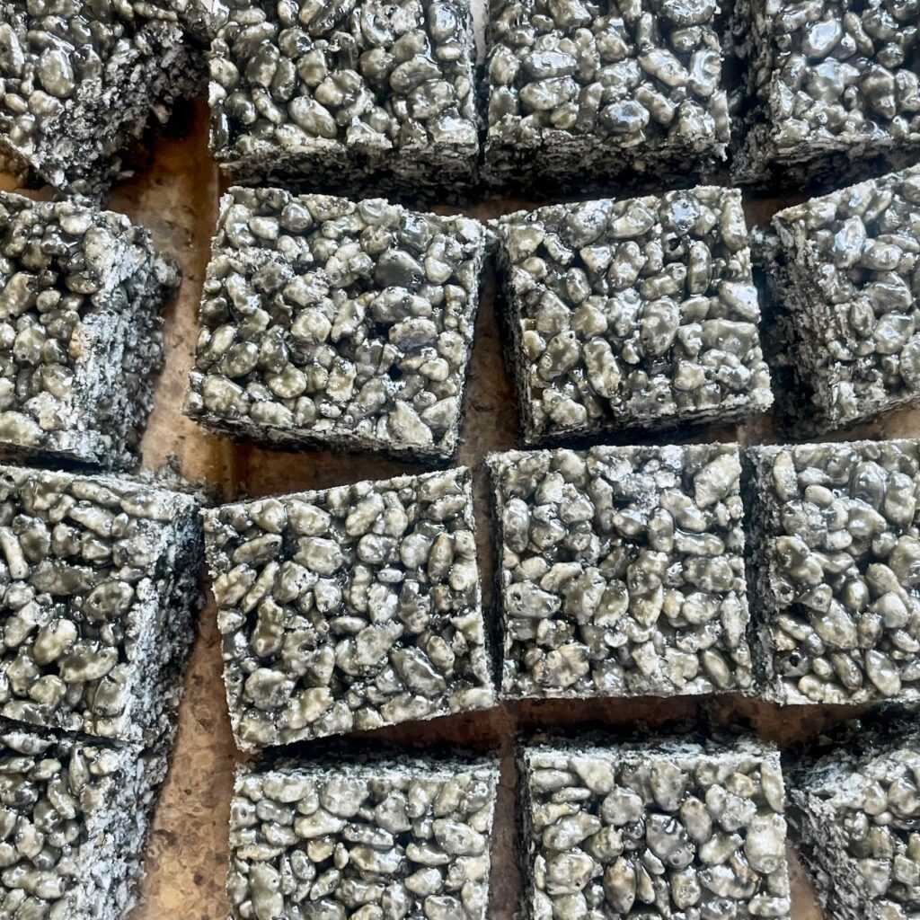 Gluten free liquorice crispy squares
