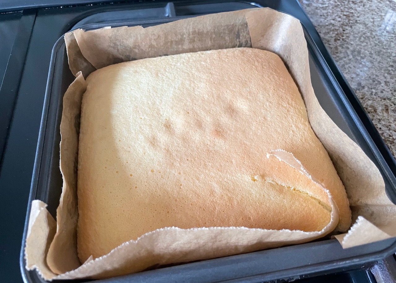 Freshly baked gluten free fatless sponge