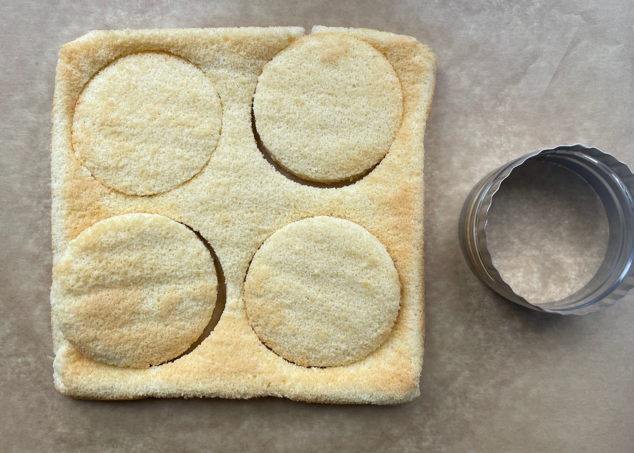 Cut out circles of gluten free fatless sponge